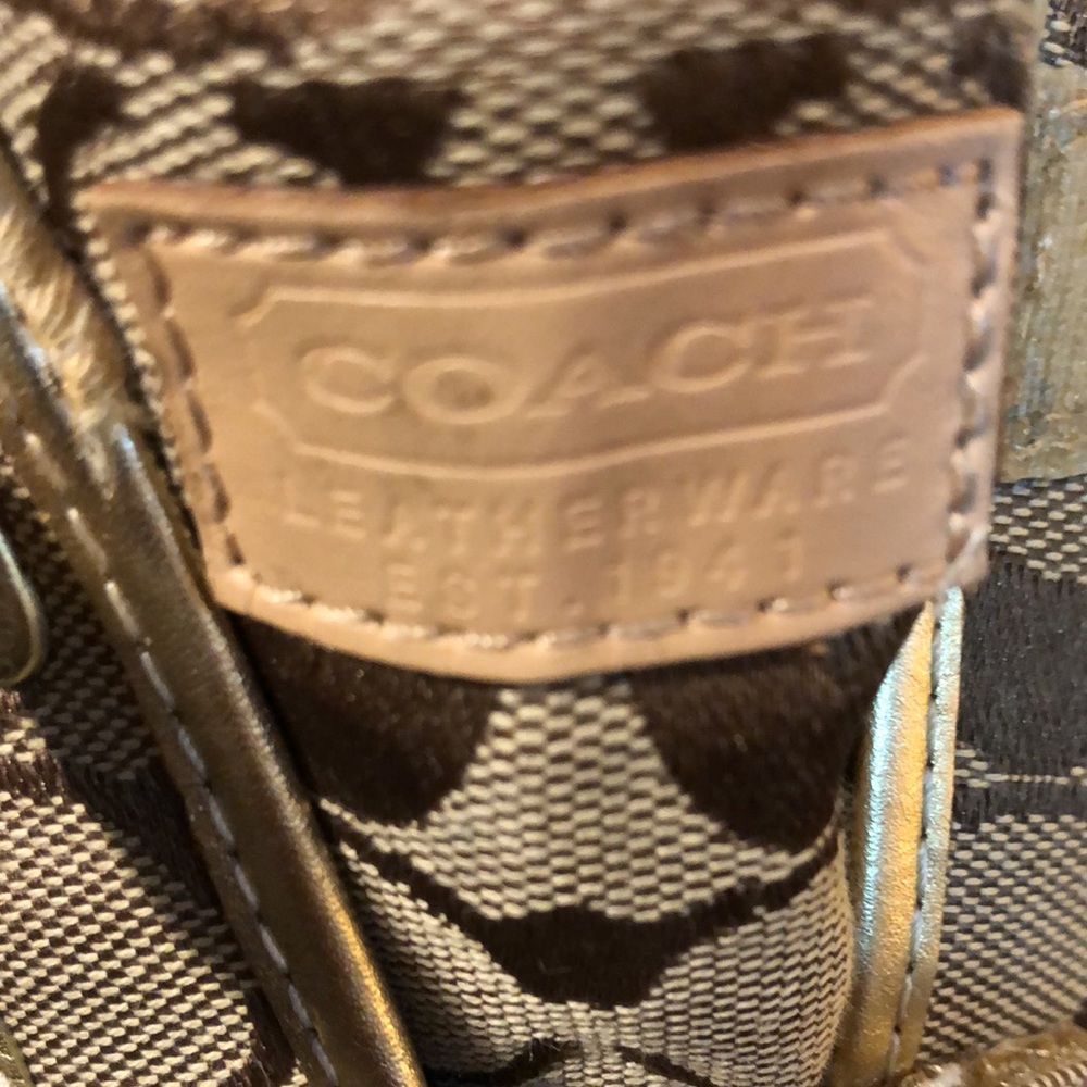 Coach Britt classic brown and tan with gold detail Velcro sneakers size 8 1/2 - Picture 12 of 14